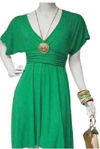 Ladies short stretchable green dress