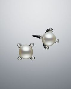 6mm Cable Pearl Stud Earrings