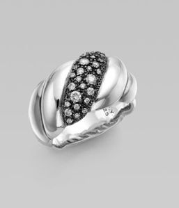 Diamond Black Ened Sterling Silver Cable Ring