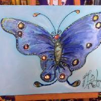 Blue Butterfly, original oil painting,