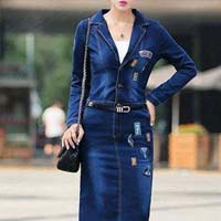 Ladies Blue Denim One Piece Dress