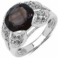 Smoky Topaz  CZ Gemstone Ring With 925 Sterling Silver