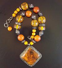 Resin Necklace , bead pendals