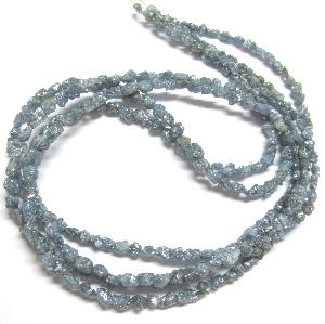 Blue Color Rough Diamond Beads Necklace