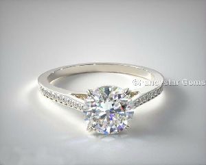Double Claw Prong Pave Set Moissanite Engagement Rings