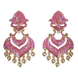 Meenakari Single Color double layer Jhumka earrings