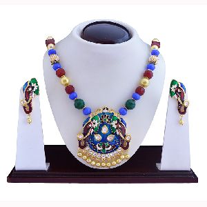 Meenakari Temple jewellery Necklace set