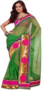Manjula Green Exclusive Designer Thousand Butti Art Kora Saree