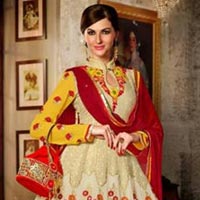 Off White & Red Anarkali Salwar Kameez