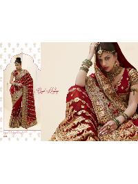 Royalegs Bridal Wear Embroidery Deep Red Saree
