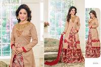 Chikoo Faux Georgette Semi Stitched Salwar Suits