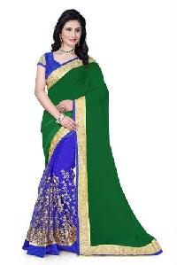 Green Embroidered Georgette Sarees