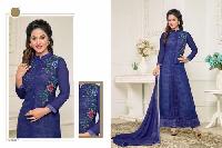 Navy Blue Faux Georgette Semi Stitched Salwar Suits
