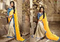 Yellow Printed Georgette Sarees