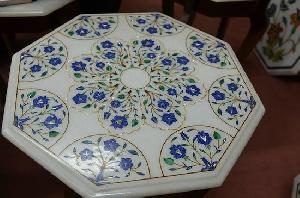Octagonal marble inlay luxury table