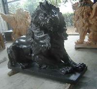 Black Marble Lion Statues