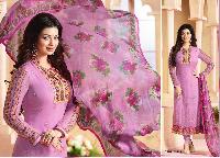 Ladies Flavour Designer Embroidery Pink Georgette Straight Suit