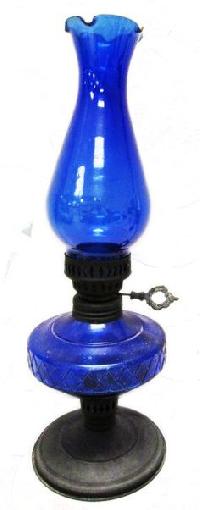 Electrified Blue Kerosene Oil Lamp