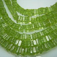 High Quality Peridot Faceted Heishi Cut Flat Square Shaped Beads