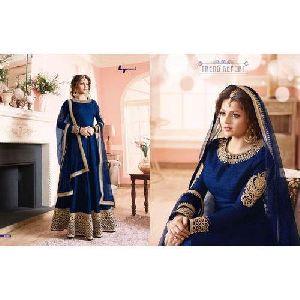 Royal Blue & Gold Anarkali Suits
