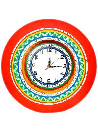 ChandraRekha Round Red Wooden Wall Clocks