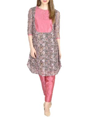 Floral Net Kurti with Bottom
