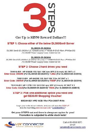 HP Servers Promotion 3 Steps to Win SGD 550 Reward Dollars