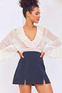 Notch Hem Striped Skirt