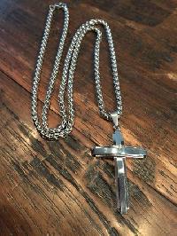 Men's Stainless Steel Chain with 2(inch) Cross