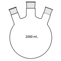 Flask Round Bottom with (three neck) 2000 ml.