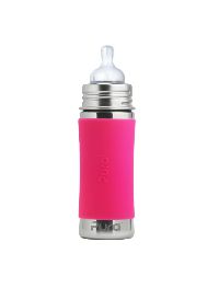 Pura Kiki 11oz Pink Sleeve Stainless Steel Infant Feeding Bottle