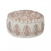Embroidered Linen Pouffe