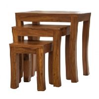 Flared Wooden Nesting Table (Set of 3)