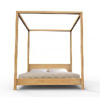 Four Poster Bed: Light Brown, King Size