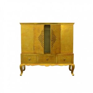 ALUMINIUM SHEET /MANGO WOOD Gold Multipurpose Cabinet