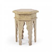 Off White Carved Side Table