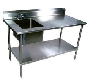 Stainless Steel Single Sink Kitchen Unit with Side Table