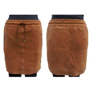 Ladies Leather Brown Skirts