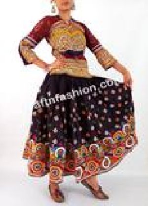 Hand Embroidered Girl's Cotton Rabari Skirt
