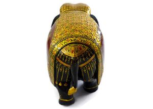 EIIW0213 Handmade Wooden Pure Gold Work Elephant Statue