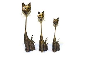 Set of Three Iron Handcrafted Cat Statue