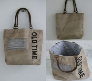 PH067 Canvas Mix Leather Tote Bag