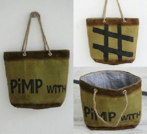 PH070 Canvas Mix Leather Tote Bag