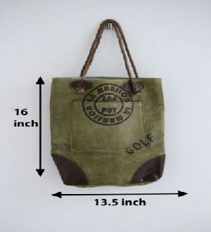 PH072 Canvas Mix Leather Tote Bag
