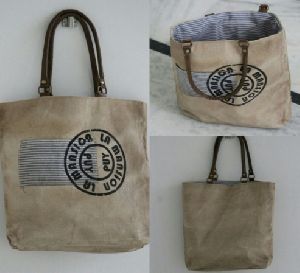 PH075 Canvas Mix Leather Tote Bag