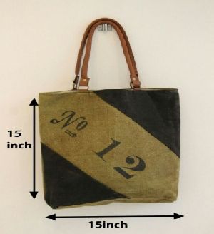 PH078 Canvas Mix Leather Tote Bag