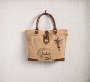 PH080 Canvas Mix Leather Tote Bag