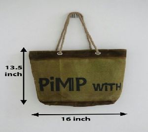 PH081 Canvas Mix Leather Tote Bag