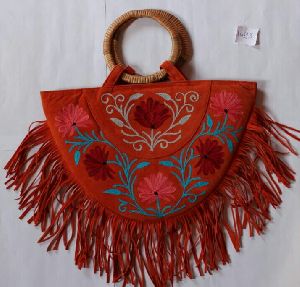 Handmade Embroidered Suede  handbag