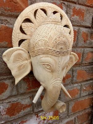 Wooden Ganesha Face Wall Hanging